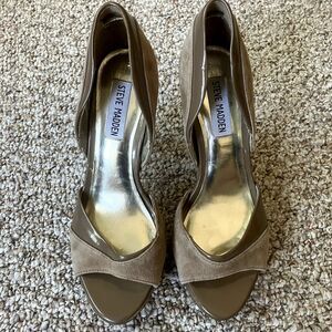 Steve Madden Womens Fellecia High Heel Shoe Size 8 Tan Leather Platform Stiletto